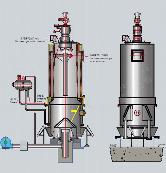 两段式煤气发生炉主炉示意图
